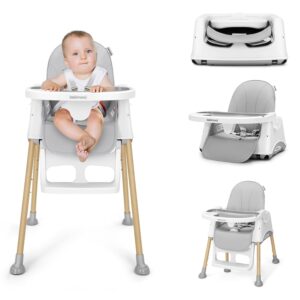 Read more about the article 3 in 1 High Chairs for Babies and Toddlers, Convertible High Chair, High Chair with Foot Rest and Double Tray, Easy to Clean, Compact and Versatile, Perfect for Growing Kids, Gray