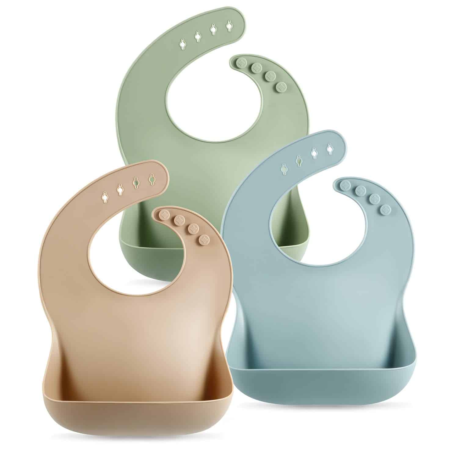 Read more about the article PandaEar Set of 3 Silicone Baby Bibs Waterproof, Soft, Unisex, 10-72 Months (Brown/Blue/Green)