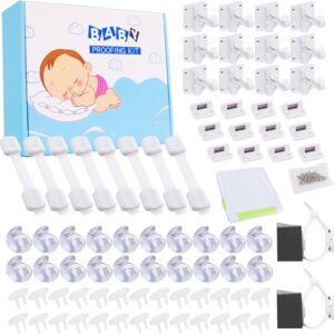 Read more about the article 69 Packs Baby Proofing Kit including 12 Hidden Cabinet Locks, 8 Adjustable Safety Latches, 26 Outlet Covers, 20 Baby Proof Corners, 2 Anti Tip Furniture Anchors Kit and 1 Sliding Glass Door Lock