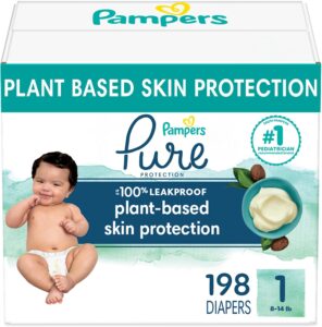 Read more about the article Pampers Pure Protection Diapers – Size 1, One Month Supply (198 Count), Hypoallergenic Premium Disposable Baby Diapers