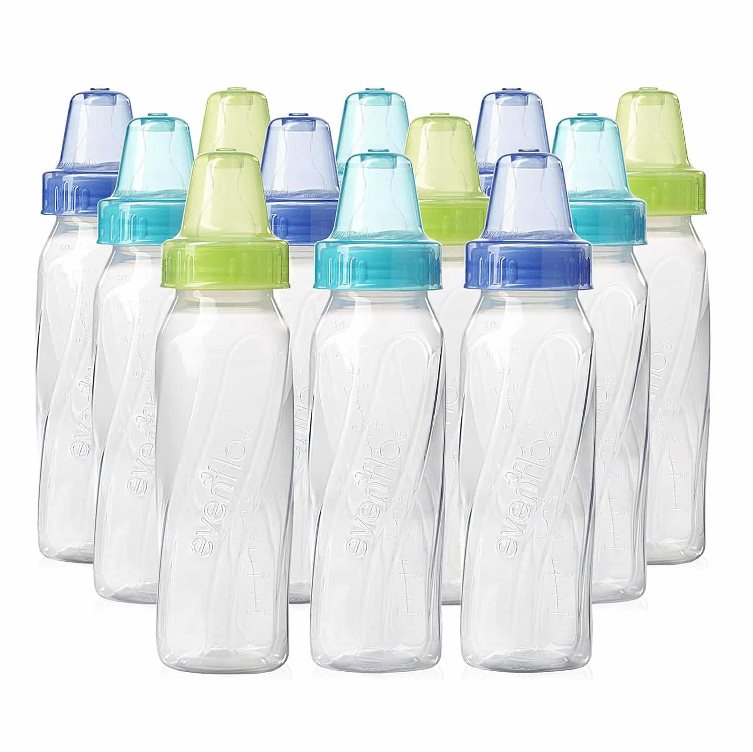 Read more about the article Evenflo Feeding Classic Clear Plastic Standard Neck Bottles for Baby, Infant and Newborn – Teal/Green/Blue, 8 Ounce (Pack of 12)