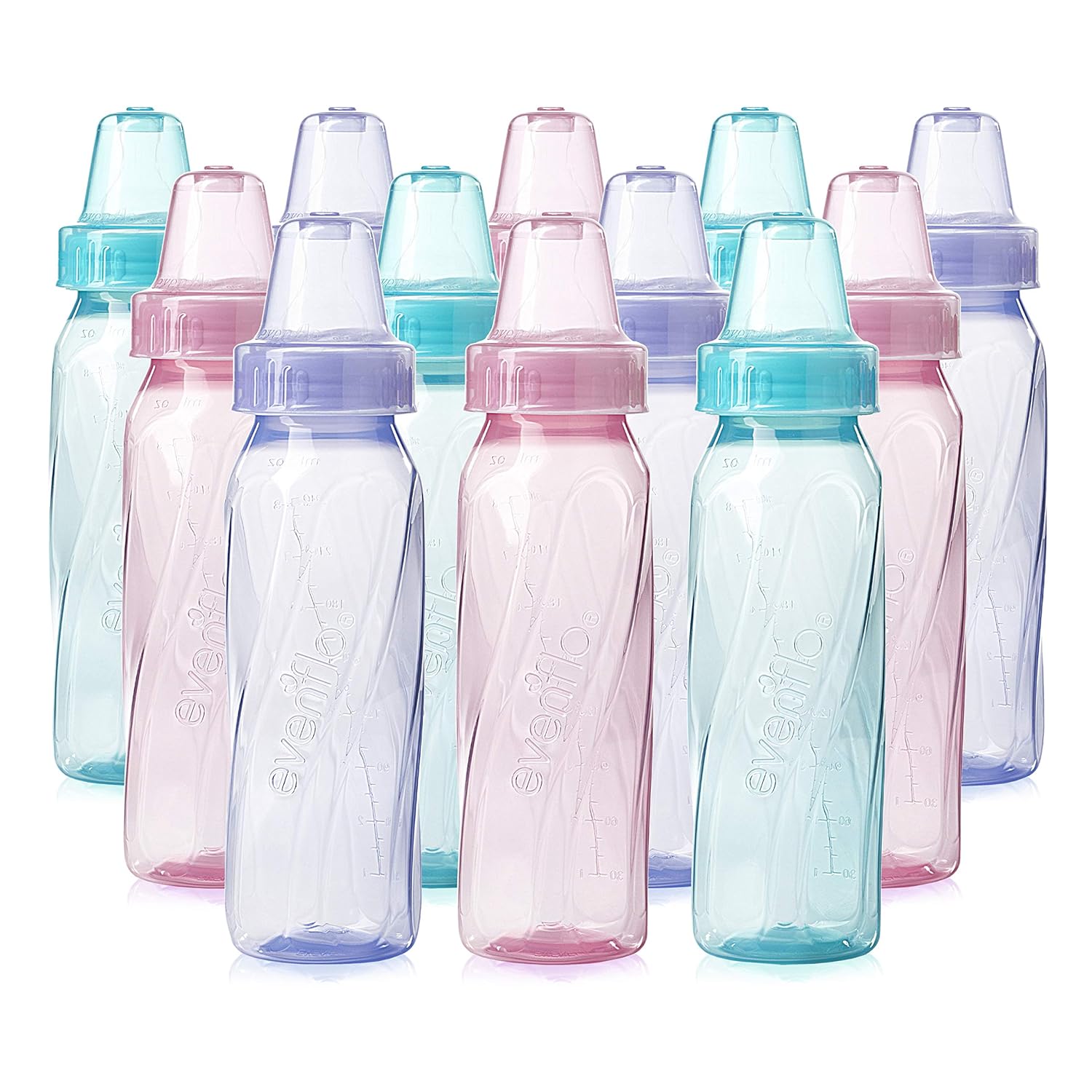 Read more about the article Evenflo Feeding Classic Tinted Plastic Standard Neck Bottles for Baby, Infant and Newborn, Pink/Lavender/Teal, 8 Ounce (Pack of 12)