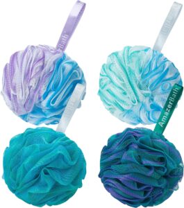 Read more about the article AmazerBath Loofah Sponge 75g/Piece, Exfoliating Bath Sponge Body Scrubber – Loofa Set of 4 Flower Color (Large, Green-Purple)