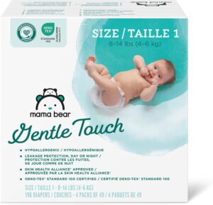 Read more about the article Amazon Brand – Mama Bear Gentle Touch Diapers, Hypoallergenic, Size 1, 196 Count (4 packs of 49), White