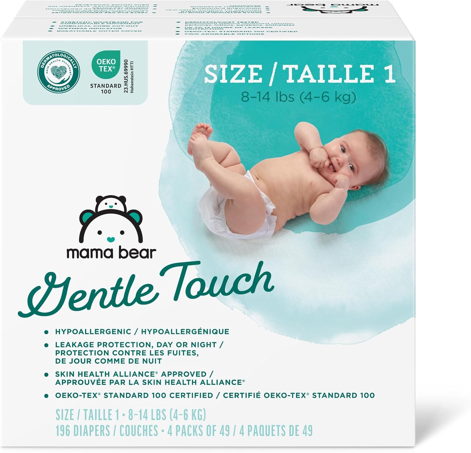 You are currently viewing Amazon Brand – Mama Bear Gentle Touch Diapers, Hypoallergenic, Size 1, 196 Count (4 packs of 49), White