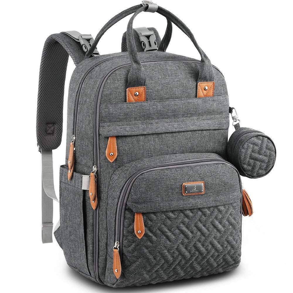 Read more about the article BabbleRoo Diaper Bag Backpack – Multi function Waterproof Diaper Bag, Travel Essentials Baby Tote with Changing Pad, Stroller Straps & Pacifier Case – Unisex, Dark Gray