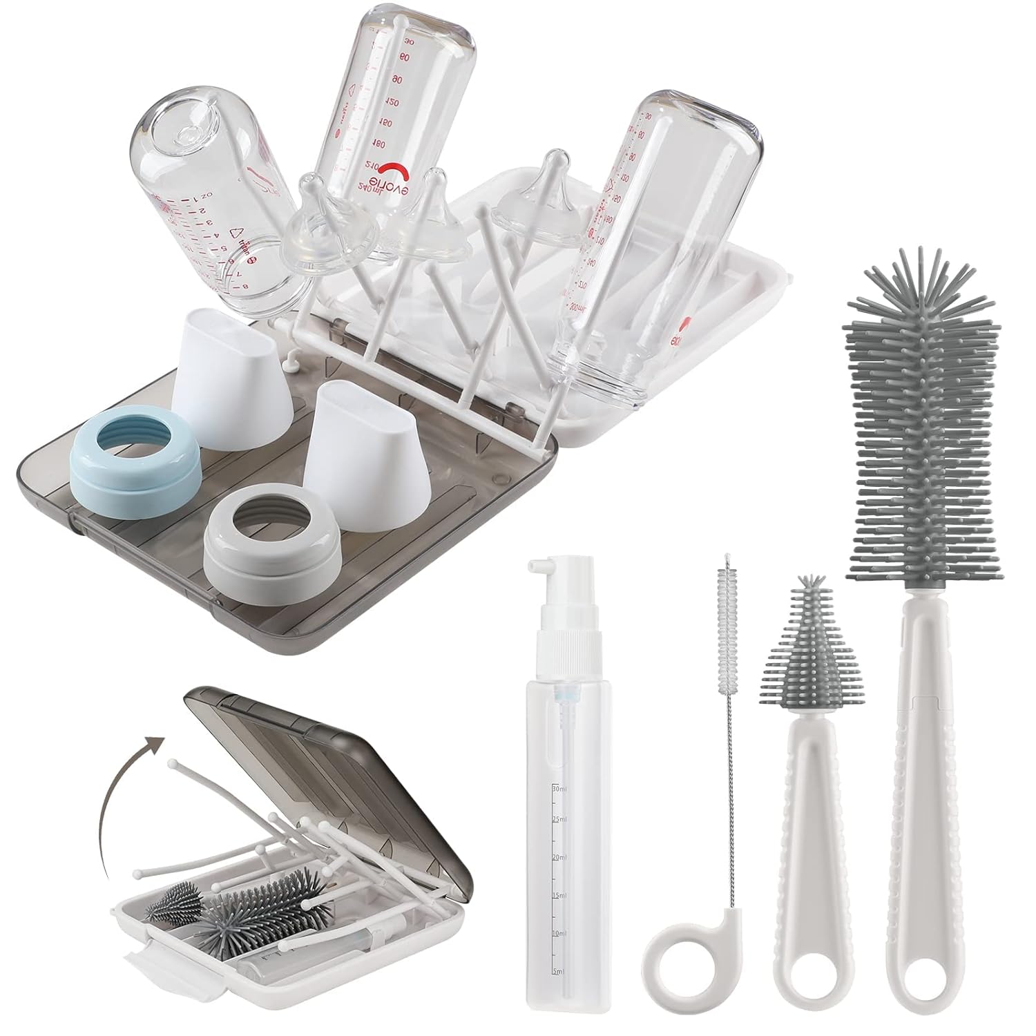 Read more about the article Baby Bottle Brush,6 in 1 Bottle Cleaner Brush Kit with Extendable Silicone Bottle Brush,Drying Rack,Nipple Brush,Straw Brush,Soap Dispenser & Organizer Case,Ideal Gifts for Babies& Moms-White