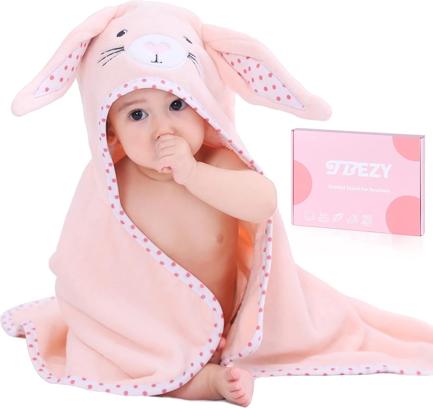 Read more about the article Baby Hooded Towel with Unique Animal Design Ultra Soft Thick Cotton Bath Towel for Newborn (Bunny)