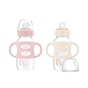 Read more about the article Dr. Brown’s Milestones Wide-Neck Sippy Spout Bottle with 100% Silicone Handles, Easy-Grip Handles with Soft Sippy Spout, 9oz/270mL, Light-Pink & Ecru, 2-Pack, 6m+