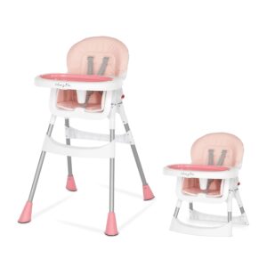 Read more about the article Dream On Me Portable 2-in-1 Tabletalk High Chair, Convertible Compact Light Weight Highchair, Pink