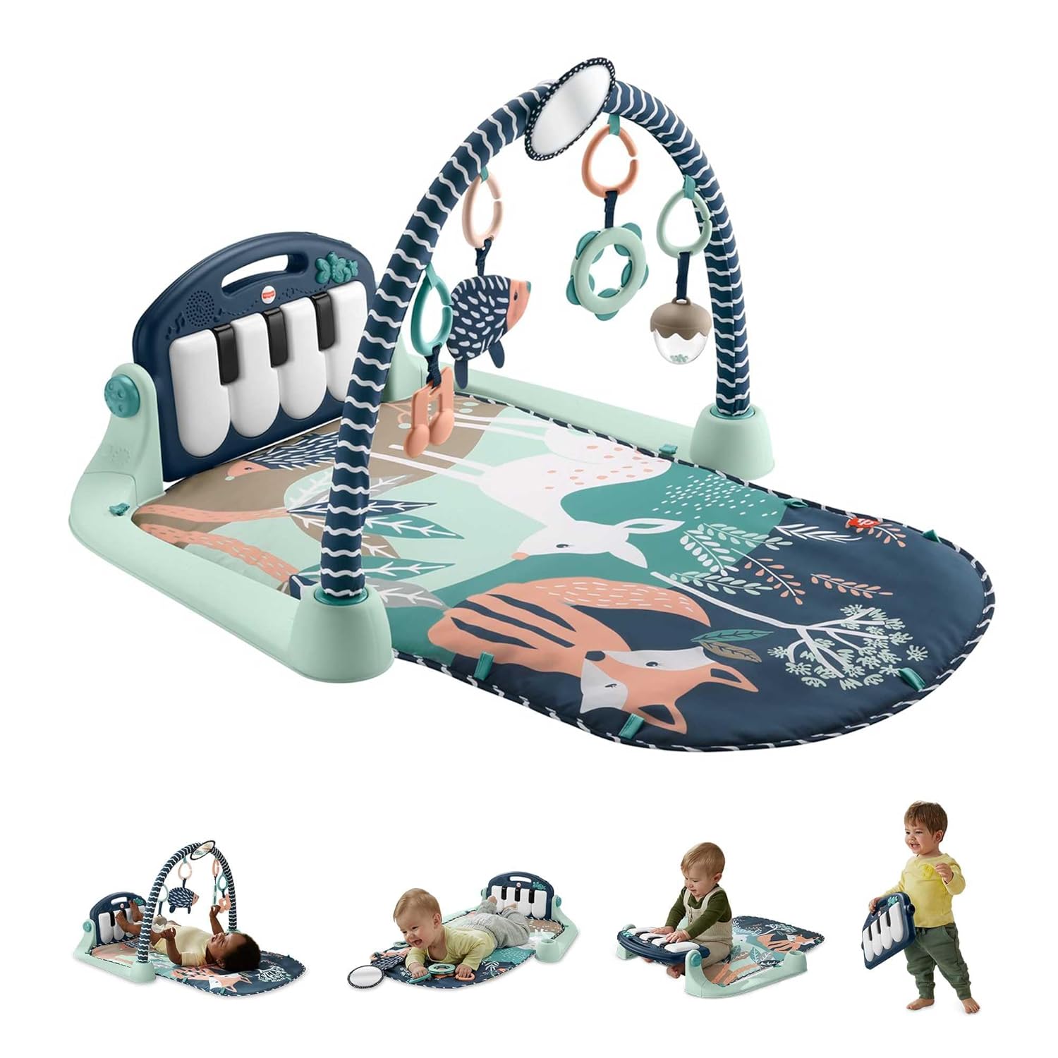 Read more about the article Fisher-Price Baby Playmat Kick & Play Piano Gym with Musical and Sensory Toys for Newborn to Toddler, Navy Fawn