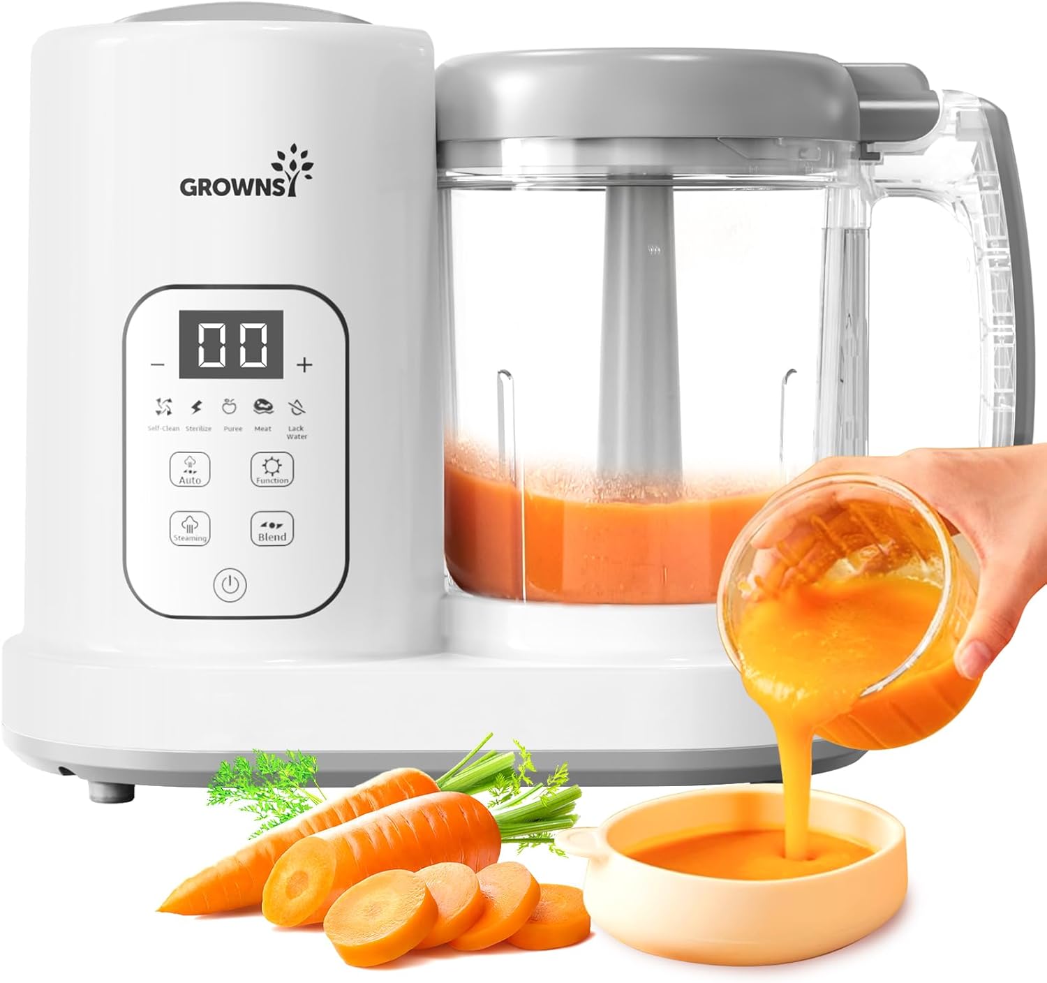 Read more about the article GROWNSY Baby Food Maker | Baby food Processor | All-in-One Baby Food Puree Blender Steamer Grinder Mills Machine Auto Cooking & Grinding with Self Cleans Touch Screen LCD Display, BPA Free