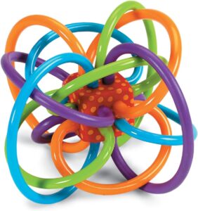 Read more about the article Manhattan Toy Winkel Rattle & Sensory Teether Toy, Blue/Green/Orange, 5 Inch x 4 Inch x 3.5 Inch