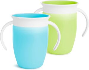 Read more about the article Munchkin® Miracle® 360 Trainer Sippy Cup with Handles, Spill Proof, 7 Ounce, 2 Pack, Green/Blue