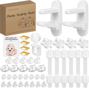 Read more about the article RENAISSANT Baby Proofing Kit,Pack of 38, Child Safety Cabinet Locks for Cabinets or Drawers,Adjustable Locks,Bumper Corners and Outlet Covers,Protecting Baby Safety Kit.