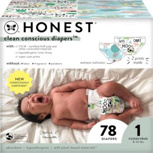 Read more about the article The Honest Company Clean Conscious Diapers | Plant-Based, Sustainable | Above It All + Barnyard Babies | Club Box, Size 1 (8-14 lbs), 78 Count