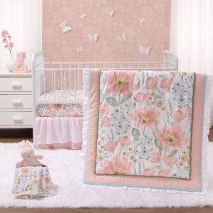 Read more about the article The Peanutshell Floral Crib Bedding Set for Baby Girls, 4pc Organic Cotton Crib Comforter Set, Wildflower Nursery Decor, Pink Mint Green