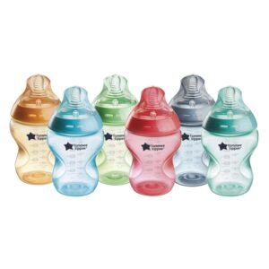 Read more about the article Tommee Tippee Natural Start Anti-Colic BPA Free Baby Bottles, 9oz, Slow-Flow Breast-Like Nipple for a Natural Latch, Designed for Seamless Transitions Between Bottle and Breast, Fiesta, Pack of 6