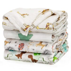 Read more about the article upsimples Baby Swaddle Blanket Unisex Swaddle Wrap Soft Silky Muslin Swaddle Blankets Neutral Receiving Blanket for Boys and Girls, 47 x 47 inches, Set of 4 – Fox/Elephant/Giraffe/Dinosaur