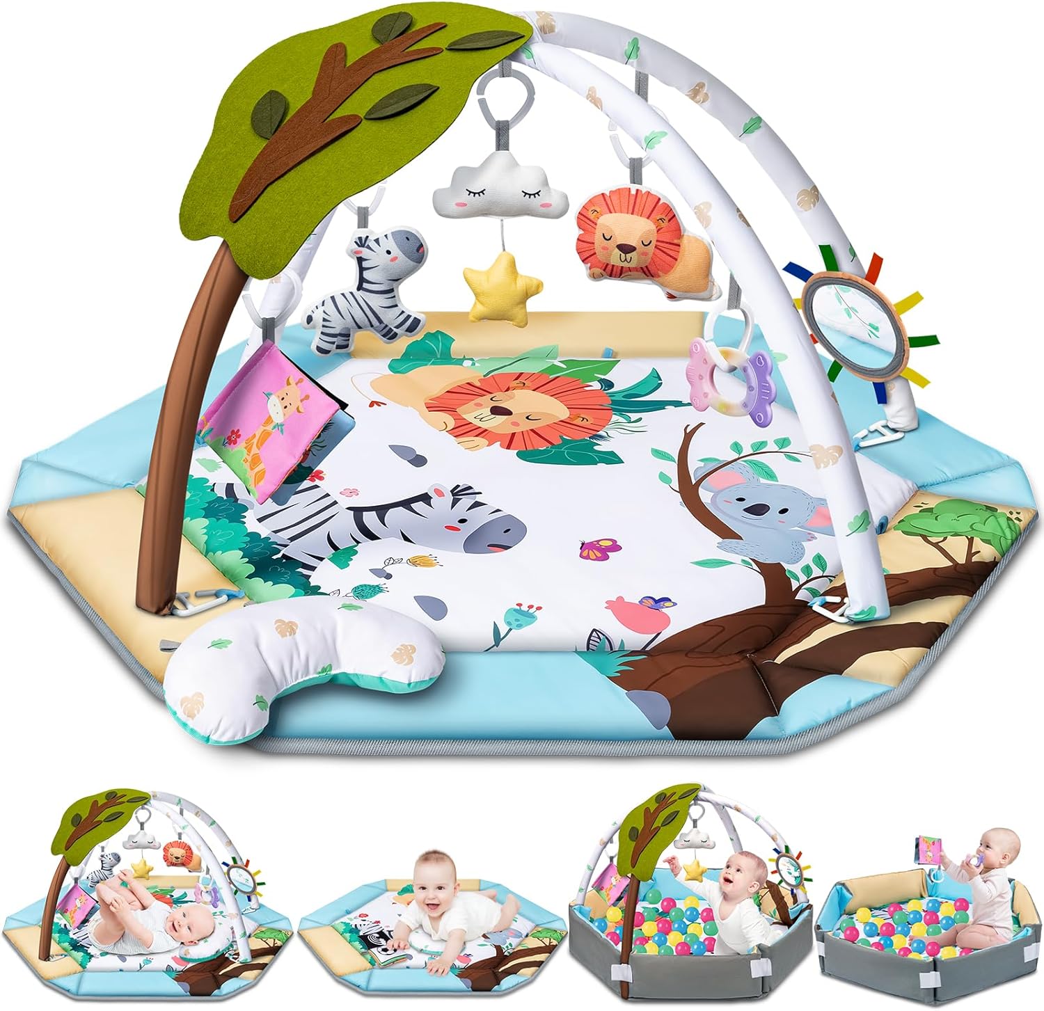 Read more about the article Baby Gym Play Mat, 8-in-1 Tummy Time Mat & Ball Pit with 6 Toys, Washable Baby Activity Play Mat for Visual, Hearing, Sensory, Motor Development, Baby Toys Gift for Toddler Infant 0-3-6-9-12 Month