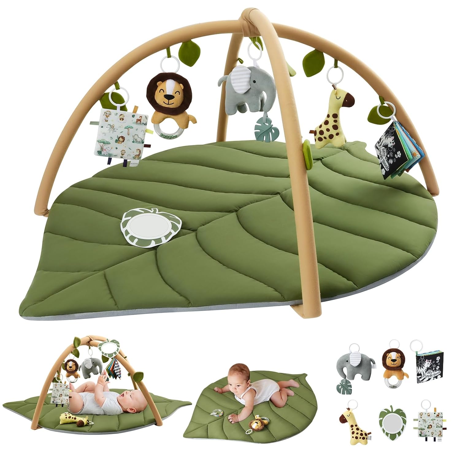 Read more about the article Blissful Diary Baby Play Gym & Activity Mat, Oversize Leaf Shaped Baby Play Mat w 6 Detachable Toys, Tummy Time Mat Promote Motor Skills & Sensory Development Mat, Newborn Infant Baby Essentials Gift