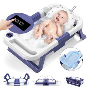 Read more about the article Collapsible Baby Bathtub, Baby Bath Tub for Infants to Toddler, with Thermometer & Soft Floating Cushion & Bath Net, No-Slip Hanging Portable Bathtub