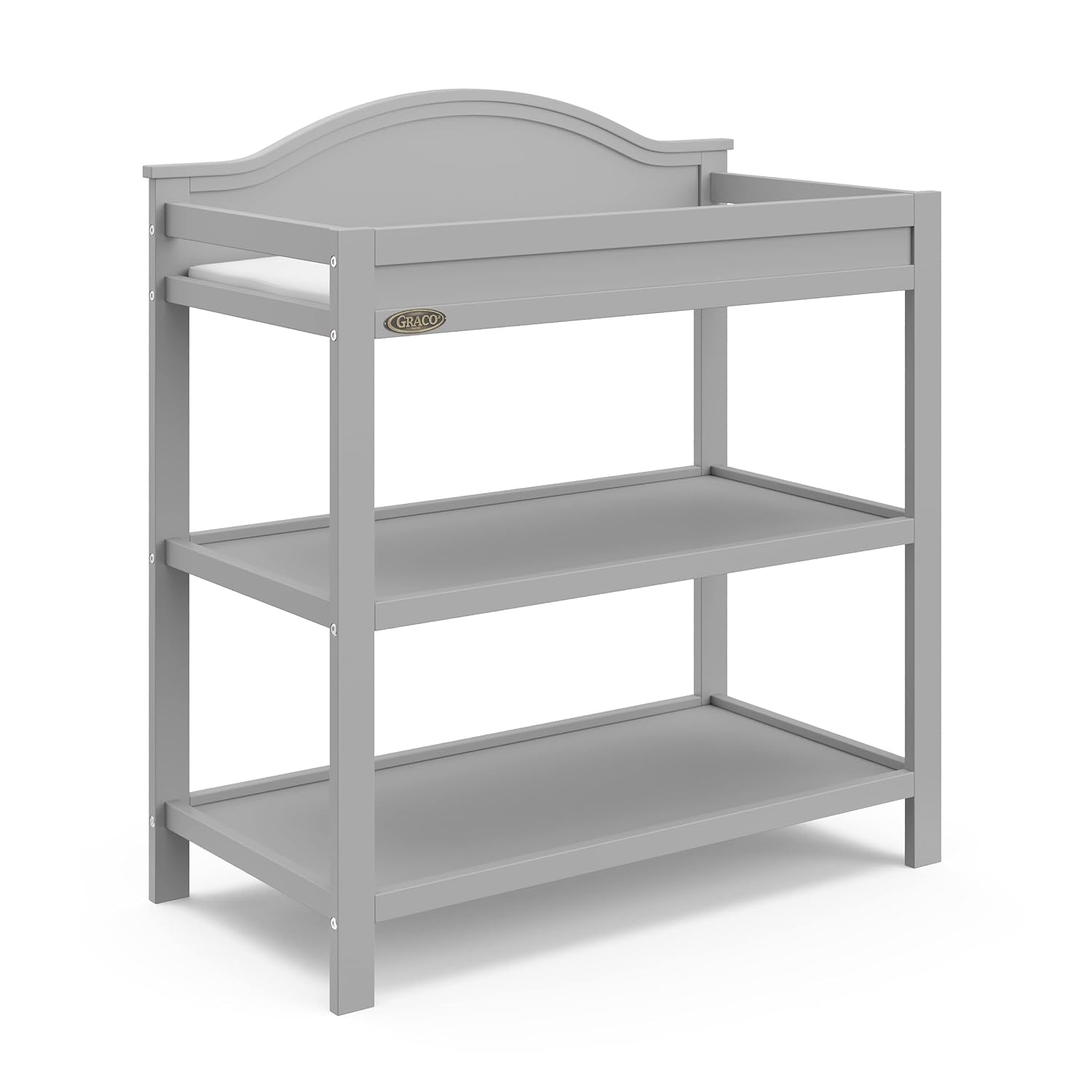 Read more about the article Graco Clara Changing Table (Pebble Gray) – GREENGUARD Gold Ceritifed, Includes Bonus Water-Resistant Changing Table Pad with Safety Strap, 2 Open Shelves