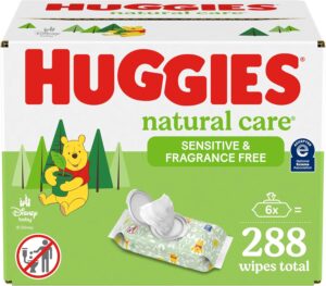 Read more about the article Huggies Natural Care Sensitive Baby Wipes, Unscented, Hypoallergenic, 6 Flip-Top Packs (288 Wipes Total)