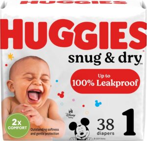 Read more about the article Huggies Size 1 Diapers, Snug & Dry Newborn Diapers, Size 1 (8-14 lbs), 38 Count, Packaging May Vary