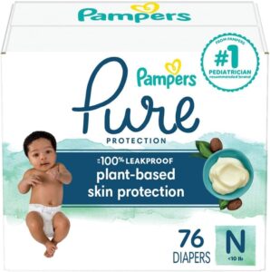 Read more about the article Pampers Pure Protection Diapers Newborn – Size 0, 76 Count, Hypoallergenic Premium Disposable Baby Diapers