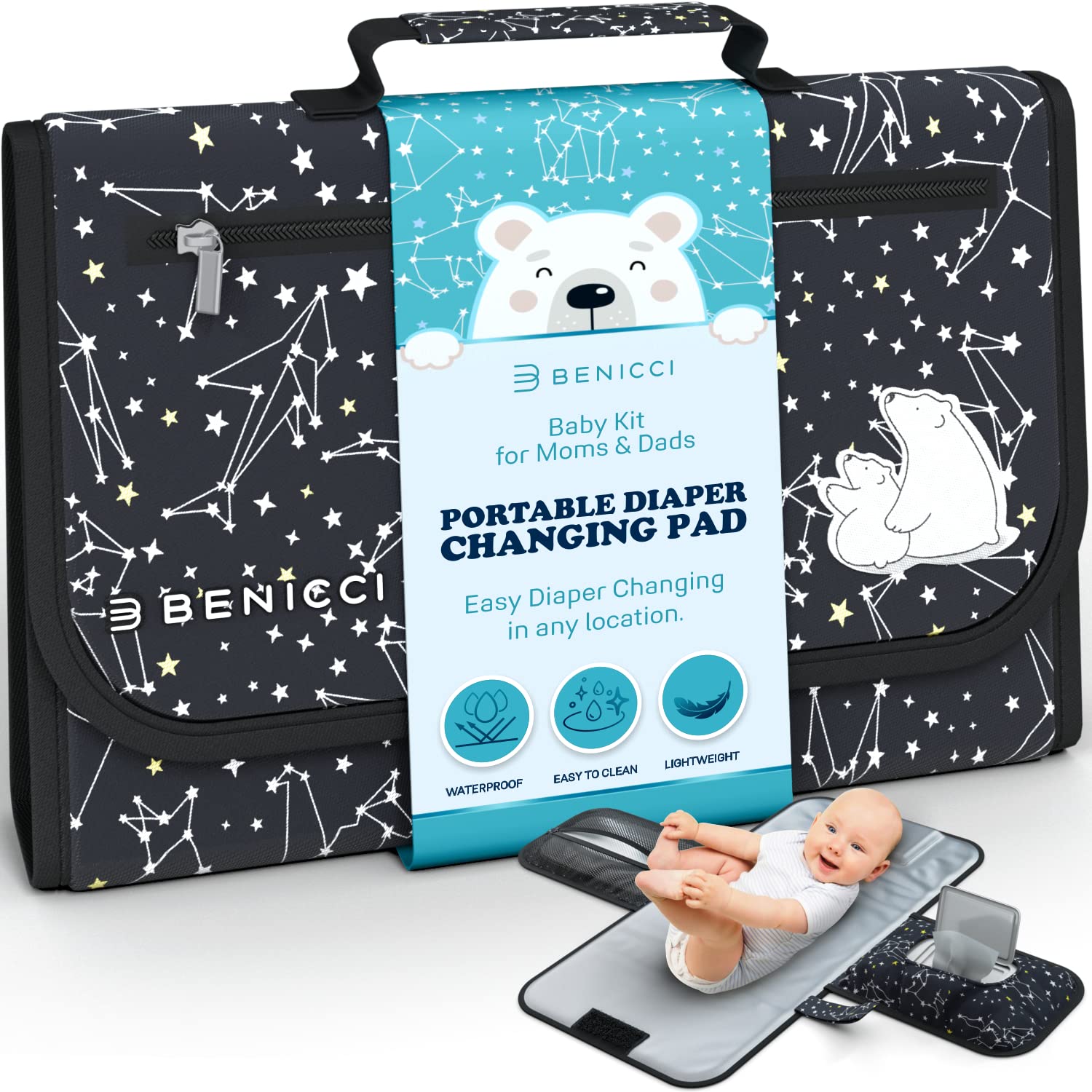 Read more about the article Portable Baby Diaper Changing Pad – w/Soft Built-in Pillow & Strap for Strollers – Comfortable, Lightweight & Waterproof – Made with Premium Materials – Great for Newborn Girls & Boys & for Travel