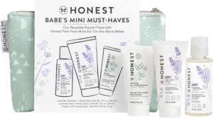 Read more about the article The Honest Company Babe’s Mini Must Haves Gift Set | Travel Size Lavender Shampoo + Body Wash (2 fl oz), Face + Body Lotion (1 fl oz), Organic All Purpose Balm (.75 oz), Reusable Pouch