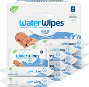 Read more about the article WaterWipes Plastic-Free Original Baby Wipes, 99.9% Water Based Wipes, Unscented & Hypoallergenic for Sensitive Skin, 60 Count (Pack of 12), Packaging May Vary