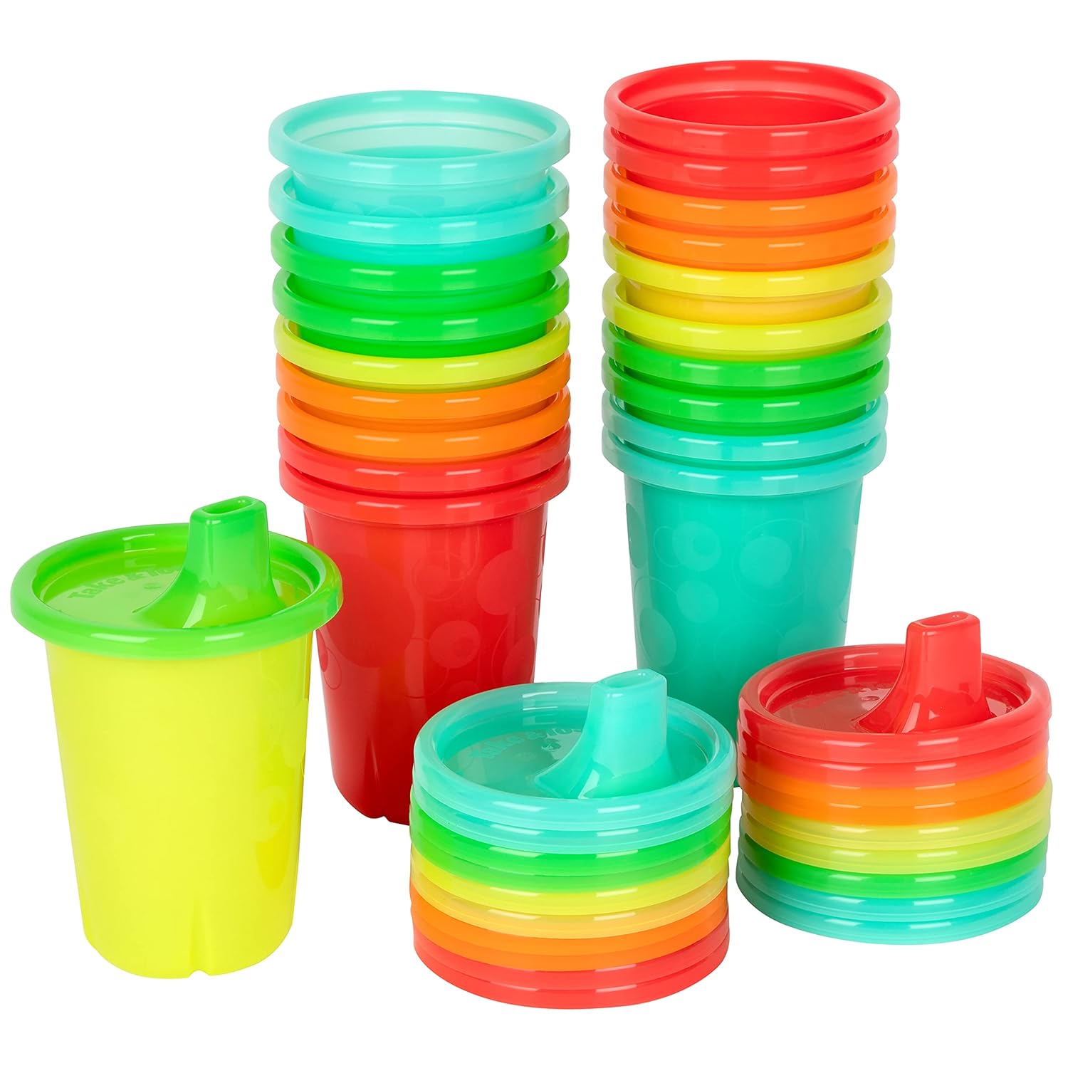 You are currently viewing The First Years Take & Toss Spill Proof Sippy Cups – Rainbow Party Pack – Reusable Toddler Cups – Kids Cups and Snap On Lids for Ages 9 Months and Up – 20 Count