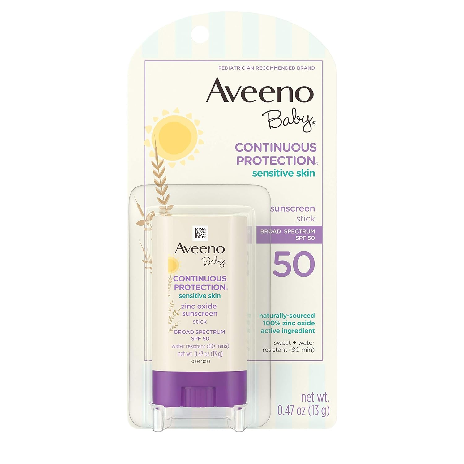 Read more about the article Aveeno Baby Continuous Protection Mineral Sunscreen Stick for Sensitive Skin with Broad Spectrum SPF 50 Protection for Face & Body, Naturally Sourced 100% Zinc Oxide, Travel Size, 0.47 oz