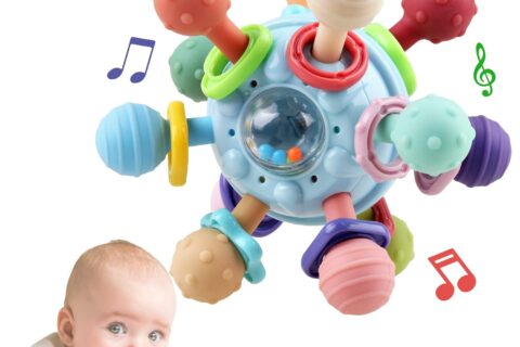 Baby Sensory Teething Toys - Baby Teether Montessori Toys - Gifts for Infant Newborn Boys Girls 0 3 6 9 12 18 Months 1 Year Old - Baby Rattle Chew Toys - Toddler Educational Learning Toys