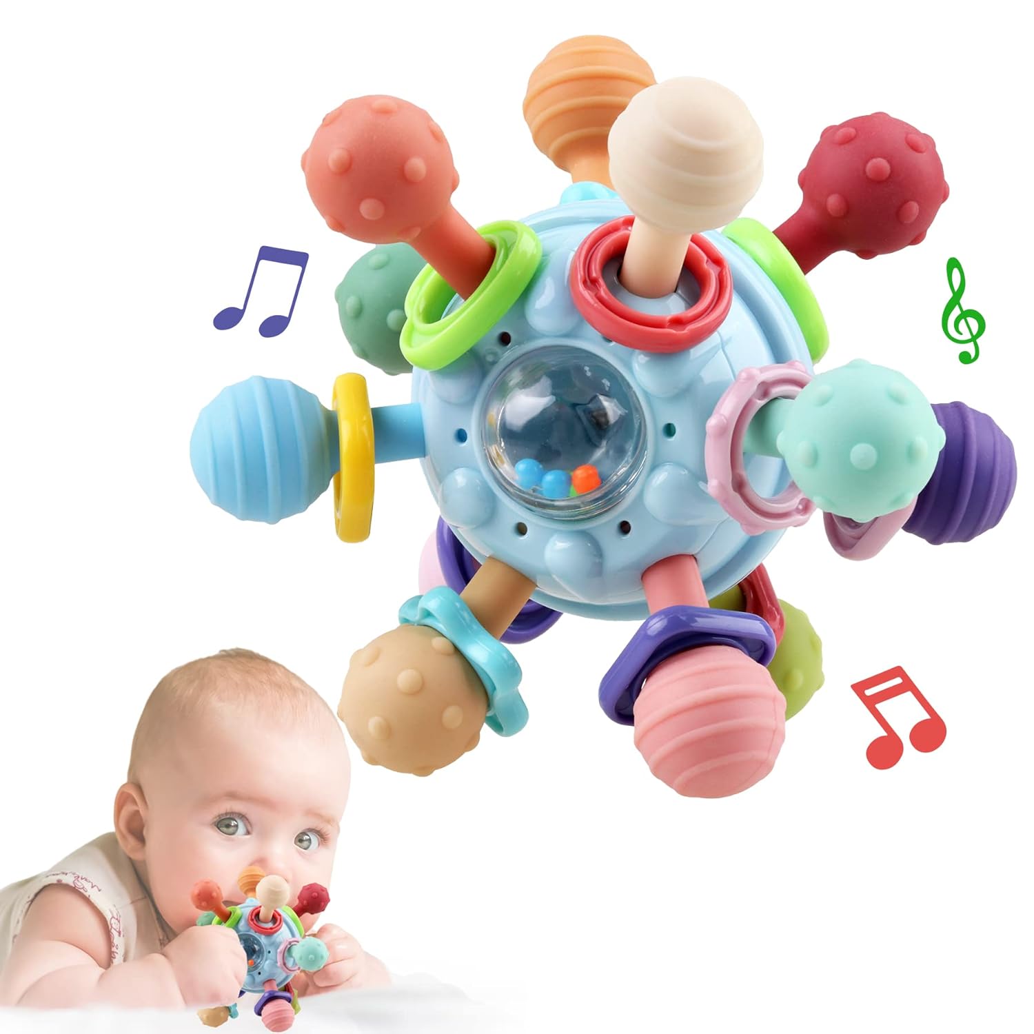 Read more about the article Baby Sensory Teething Toys – Baby Teether Montessori Toys – Gifts for Infant Newborn Boys Girls 0 3 6 9 12 18 Months 1 Year Old – Baby Rattle Chew Toys – Toddler Educational Learning Toys