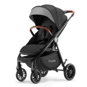 Read more about the article Baby Stroller, Infant Stroller with Large UPF 50+ Canopy,Luxury Pram Stroller with Leather Handle & Spacious Seat, One-Hand Foldable Pushchair, Toddler Stroller with Lie-Flat Mode(Black)