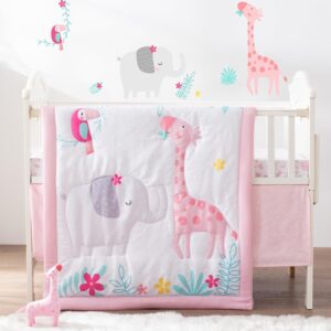 Read more about the article Bertte 4 Piece Crib Bedding Set for Boys Girls, Nursery Bedding Standard Size Soft Baby Bedding Crib Set Including Cartoon Quilt, Crib Skirt, Fitted Crib Sheet and Plush Toy (Pink Giraffe)