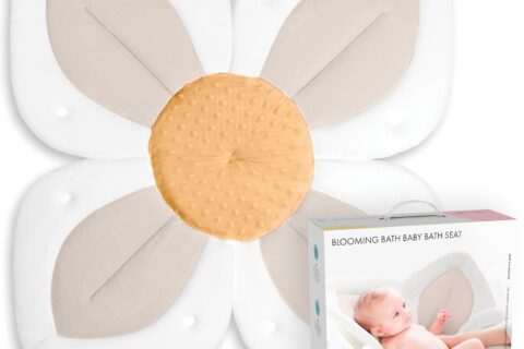 Blooming Bath Baby Bath Seat - Baby Tubs for Newborn Infants to Toddler 0 to 6 Months and Up - Baby Essentials Must Haves - The Original Washer-Safe Flower Seat (Lotus, Buttercream/Honey)