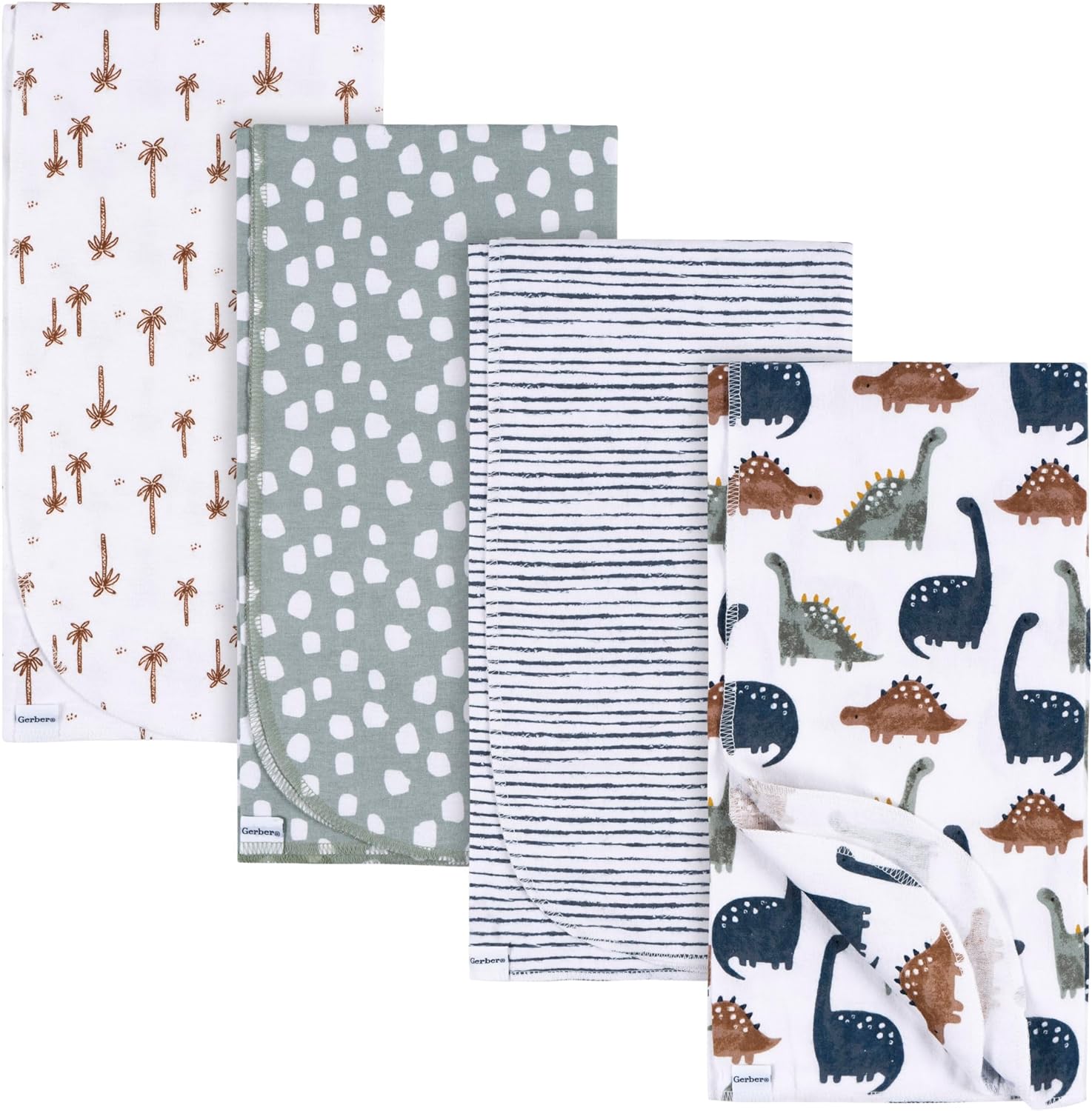 Read more about the article Gerber Unisex Baby 100% Cotton Flannel Receiving Blankets 30×30 Inches (Pack of 4), Dino Time, One Size