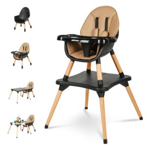 Read more about the article Gofirst 6 in 1 Convertible Wooden High Chair for Babies and Toddlers – Infant Dining Booster Seat With Building Block Table and 4-Position Removable Feeding Chair