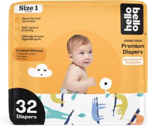 Read more about the article Hello Bello Premium Baby Diapers Size 1 I 32 Count of Disposable, Extra-Absorbent, Hypoallergenic Baby Diapers with Snug and Comfort Fit I Sleepy Sloth