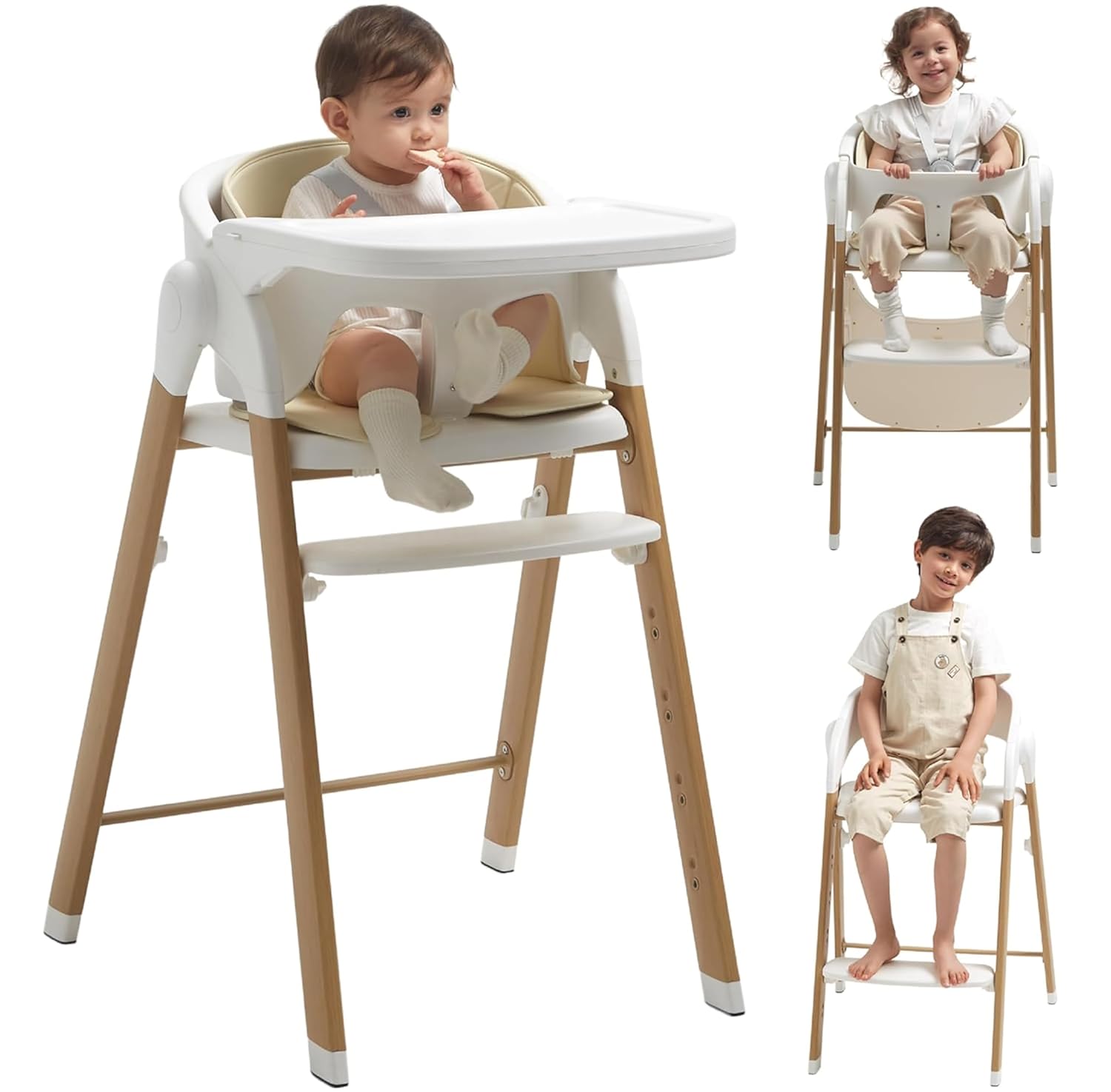 You are currently viewing High Chair for Babies and Toddlers Adjustable Foldable Convertible 5 Point Harness Easy Clean Wood-Printed Metal with Removable Tray Baby Highchair for Family (White&Natural Wood-Printed Metal)