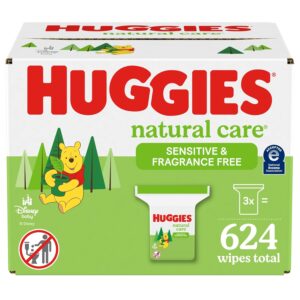 Read more about the article Huggies Natural Care Sensitive Baby Wipes, Hypoallergenic, 99% Purified Water, 3 Refill Packs (624 Wipes Total)