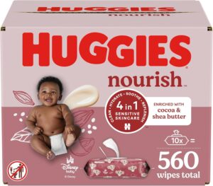 Read more about the article Huggies Nourish Scented Baby Wipes, 10 Push Button Packs (560 Wipes Total)