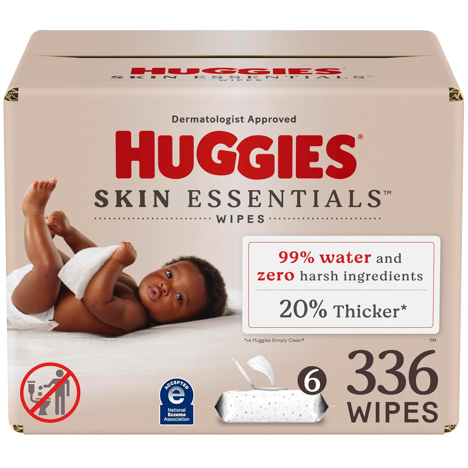 Read more about the article Huggies Skin Essentials Baby Wipes, Hypoallergenic, 99% Water, 6 Flip Top Packs (336 Wipes Total)