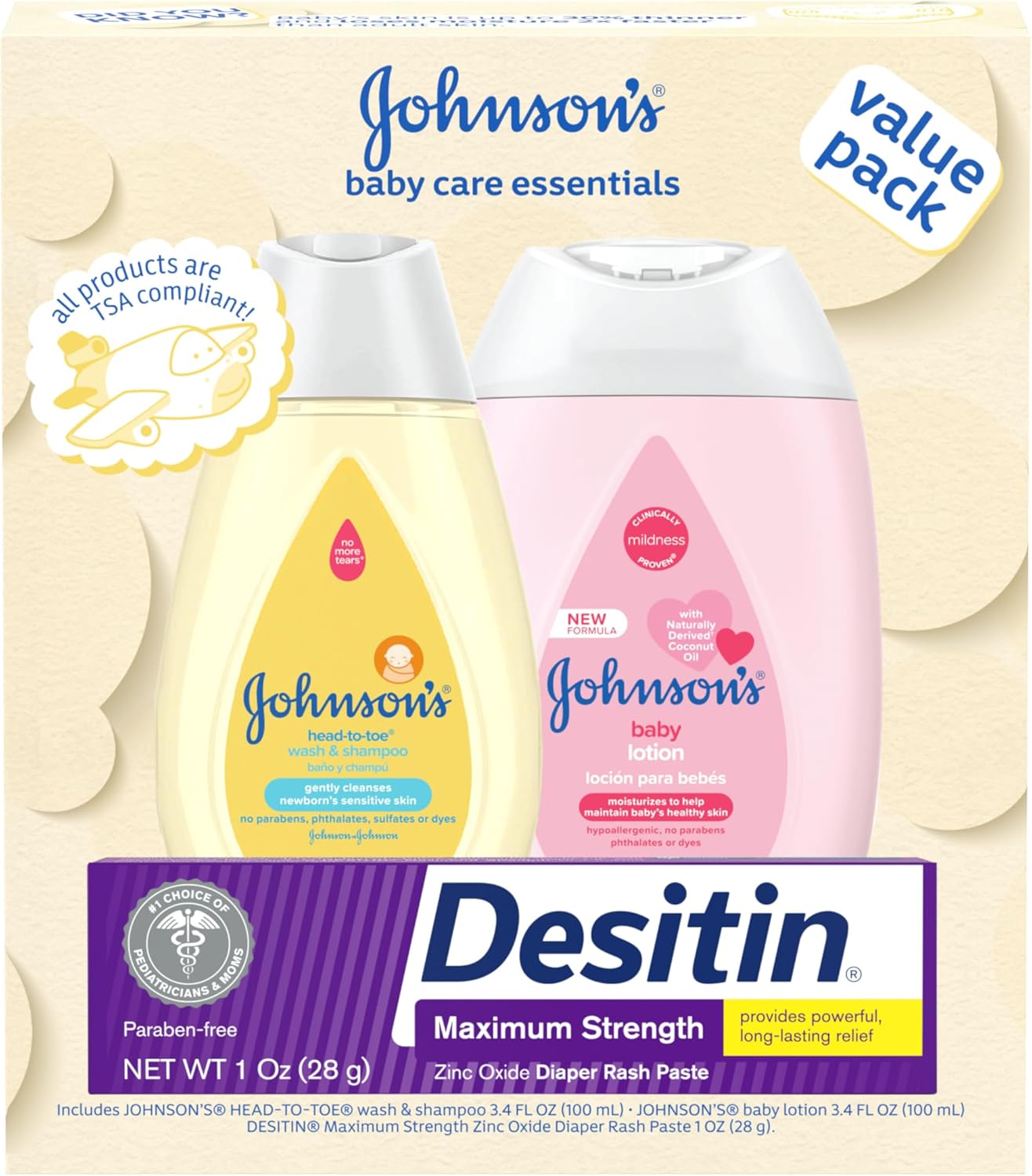 Read more about the article Johnson’s Baby Care Essentials Gift Set, Body Lotion, & Zinc Oxide Diaper Rash Paste for Baby’s Delicate Skin, Value Pack, Travel-Size, Bath Essentials Must Haves, Baby Gifts, 3 Items