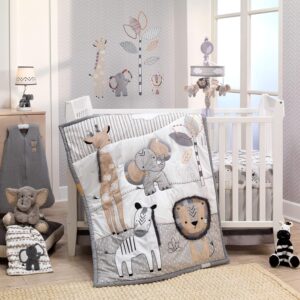 Read more about the article Lambs & Ivy Jungle Safari Gray/Tan/White Nursery 6-Piece Baby Crib Bedding Set