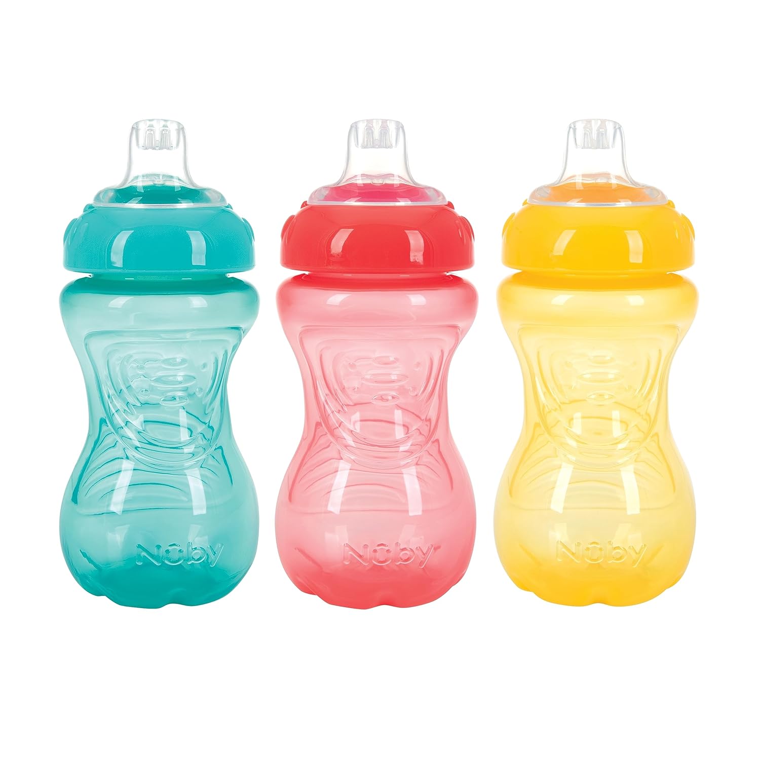 Read more about the article Nuby 3 Pack No Spill Toddler Sippy Cups – Toddler Cups Spill Proof with Easy and Firm Grip – Toddlers Cups – Aqua, Coral, Yellow